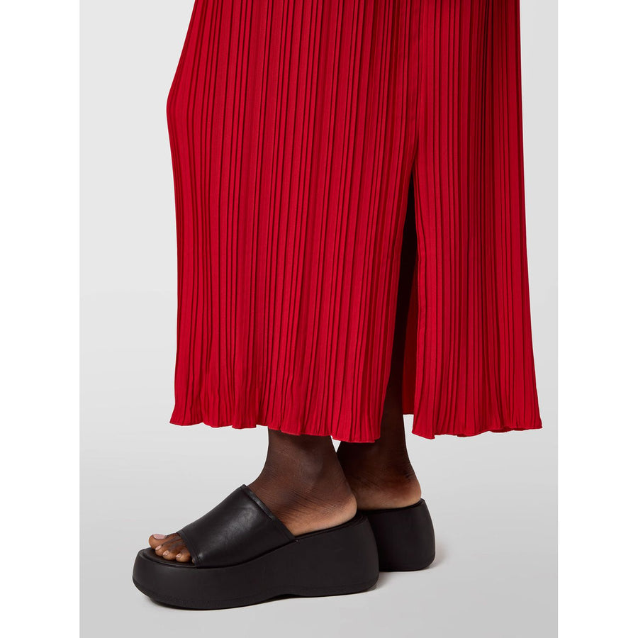 PLEATED BOAT NECK DRESS