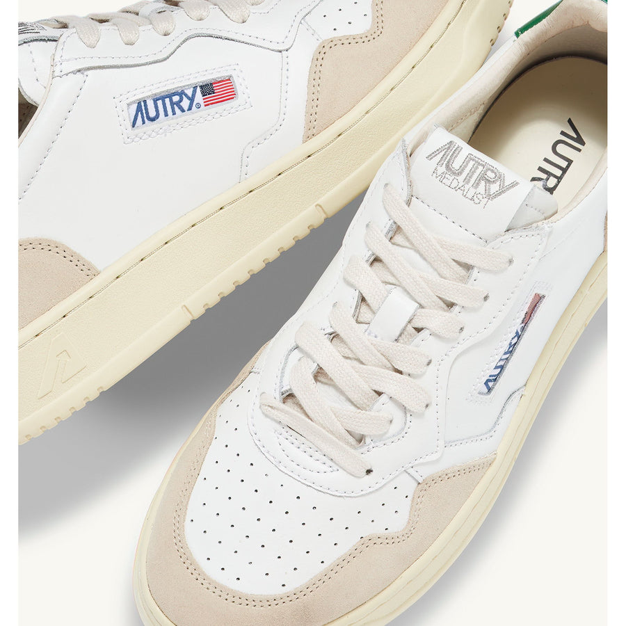 MEDALIST LOW SNEAKERS IN SUEDE AND LEATHER COLOR WHITE AND AMAZON