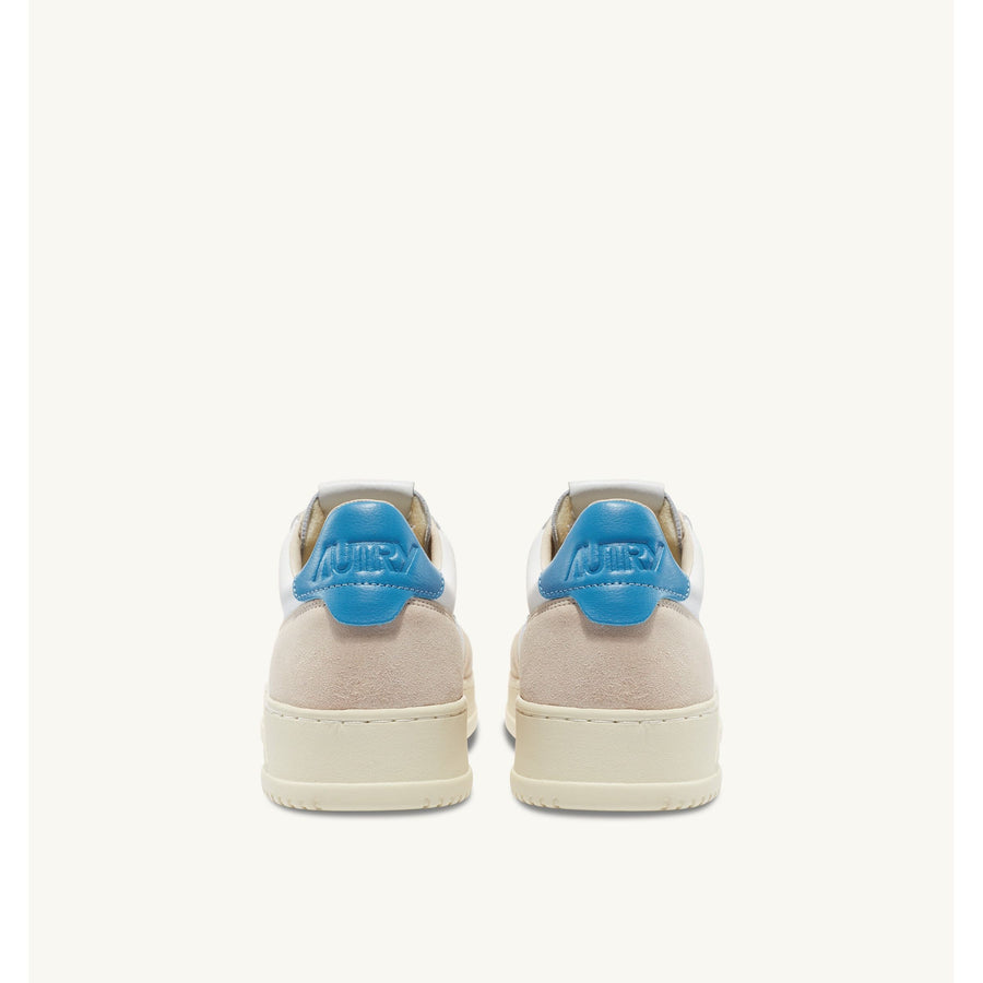 MEDALIST LOW SNEAKERS IN SUEDE AND LEATHER COLOR WHITE AND AZURE