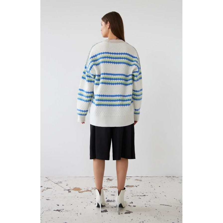 JACQUARD AND STRIPED SWEATER