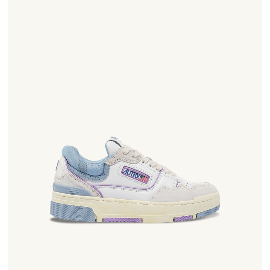 CLC SNEAKERS IN WHITE LEATHER AND LIGHT BLUE/LIGHT GRAY SUEDE