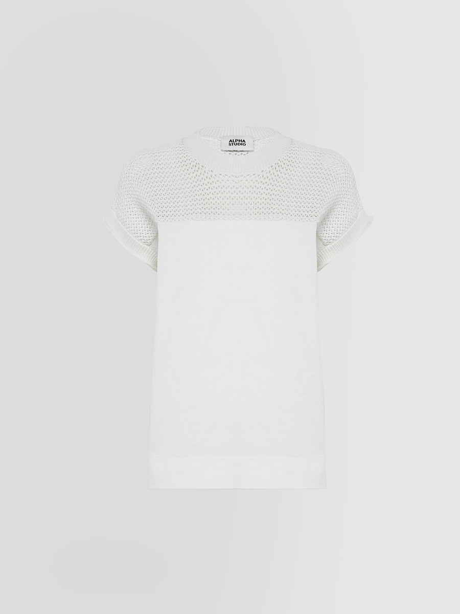 KNIT AND WOVEN T-SHIRT