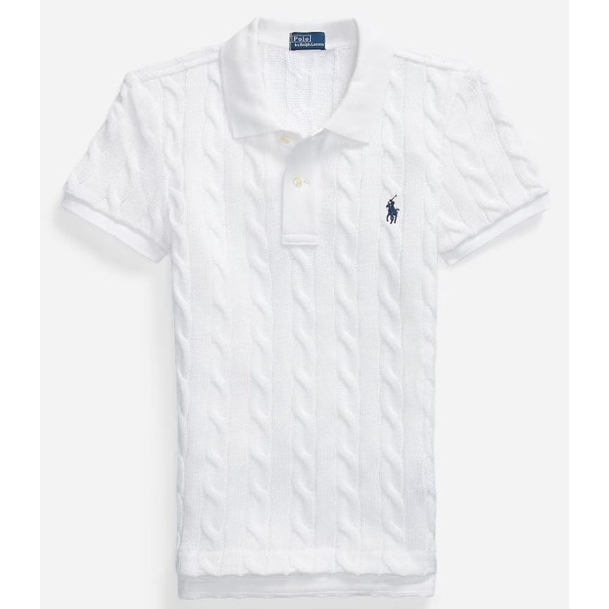 CABLE-KNIT POLO SHIRT