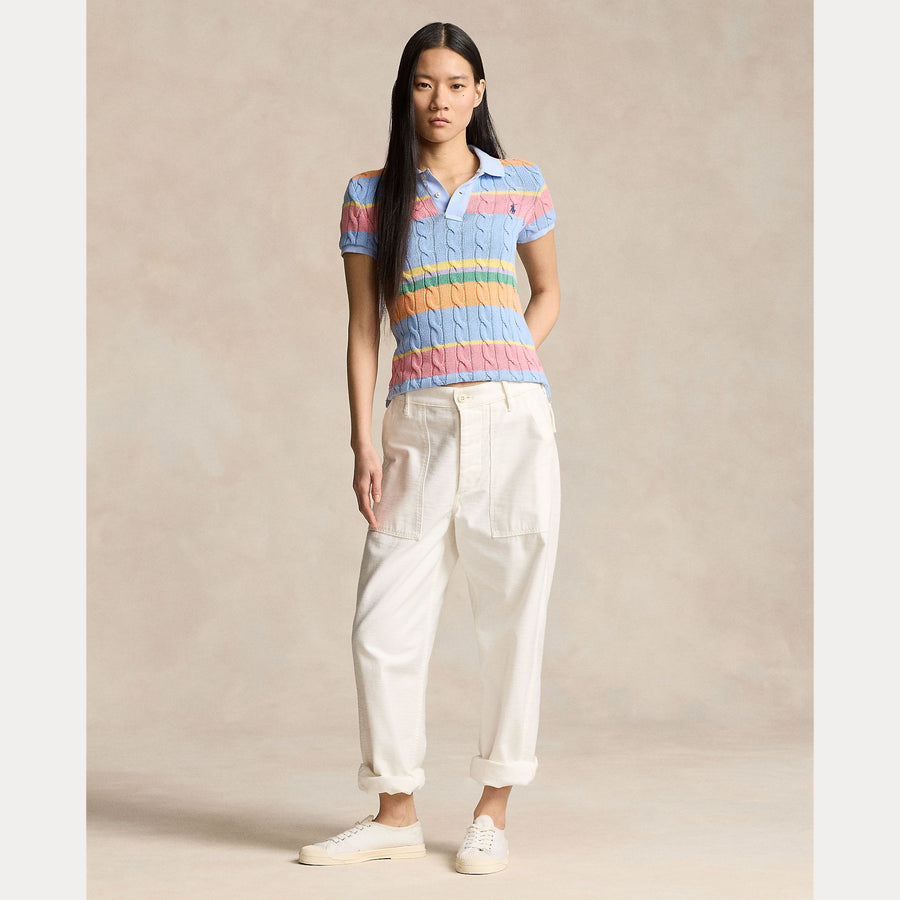 CABLE KNIT POLO SHIRT